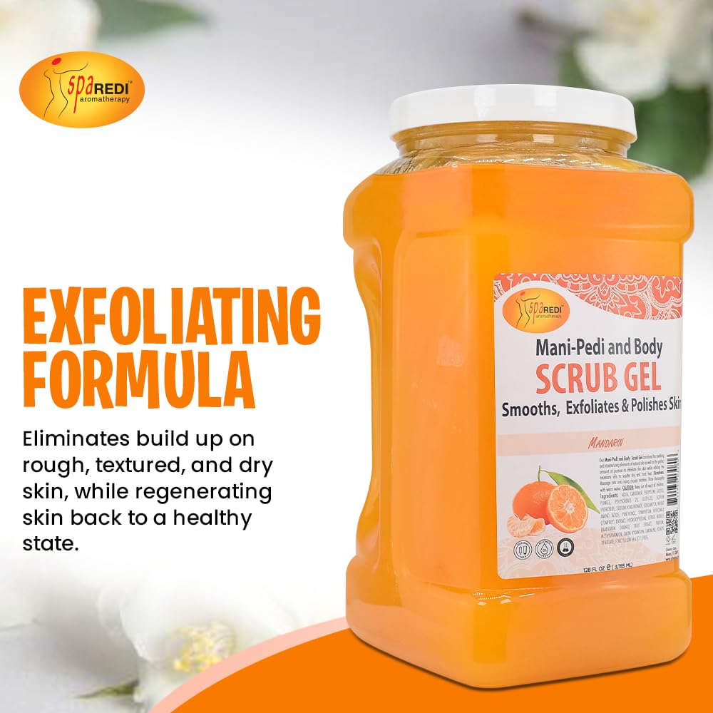 Spa Redi Pedi Scrub Gel - Mandarin, Exfoliating, Hydrating & Nourishing, Infused with Hyaluronic Acid, Amino Acids, Panthenol and Comfrey Extract for Glowy Smooth Skin – 128oz (Gallon) - Image 6