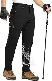 Calça masculina de snowboard softshell impermeável para caminhadas ao ar livre forrada de lã resistente ao desgaste à prova de vento
