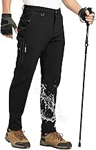 TBMPOY Men's Snow Pants Fleece Lined Hiking Winter Waterproof Softshell Ski Outdoor Insulated Climbing Pants Zipper Pockets
