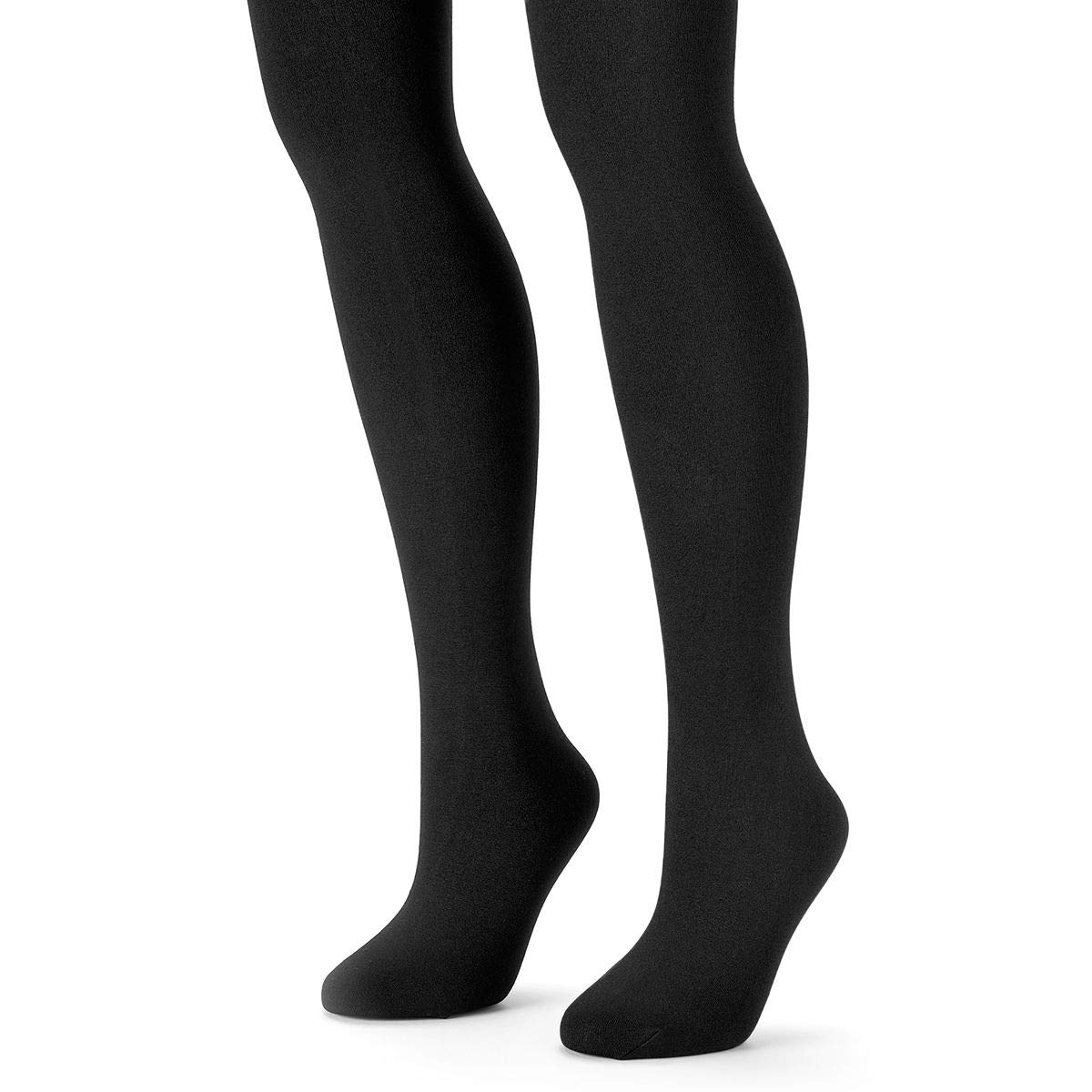 MUK LUKS Womens 2 Pack Fleece Lined Tights, Black, L-XL