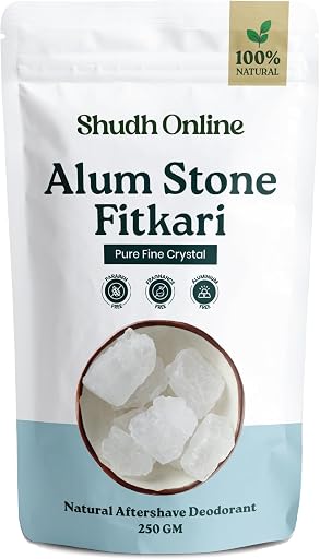 Alum Stone for Face (3.5 oz - 0.2 lb) Piedra de Alumbre para Lavado Intimo - Natural Fitkari Stone for Shaving - Phitkari Alum Crystal Rocks | Potassium Alum (100g)