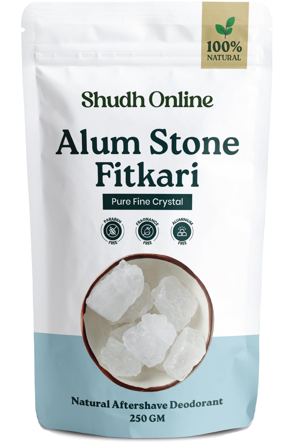 Shudh Online Fitkiri, Alaunstein (250 Gramm) - Fitkari Wasserreinigung, Vastu, Rasur