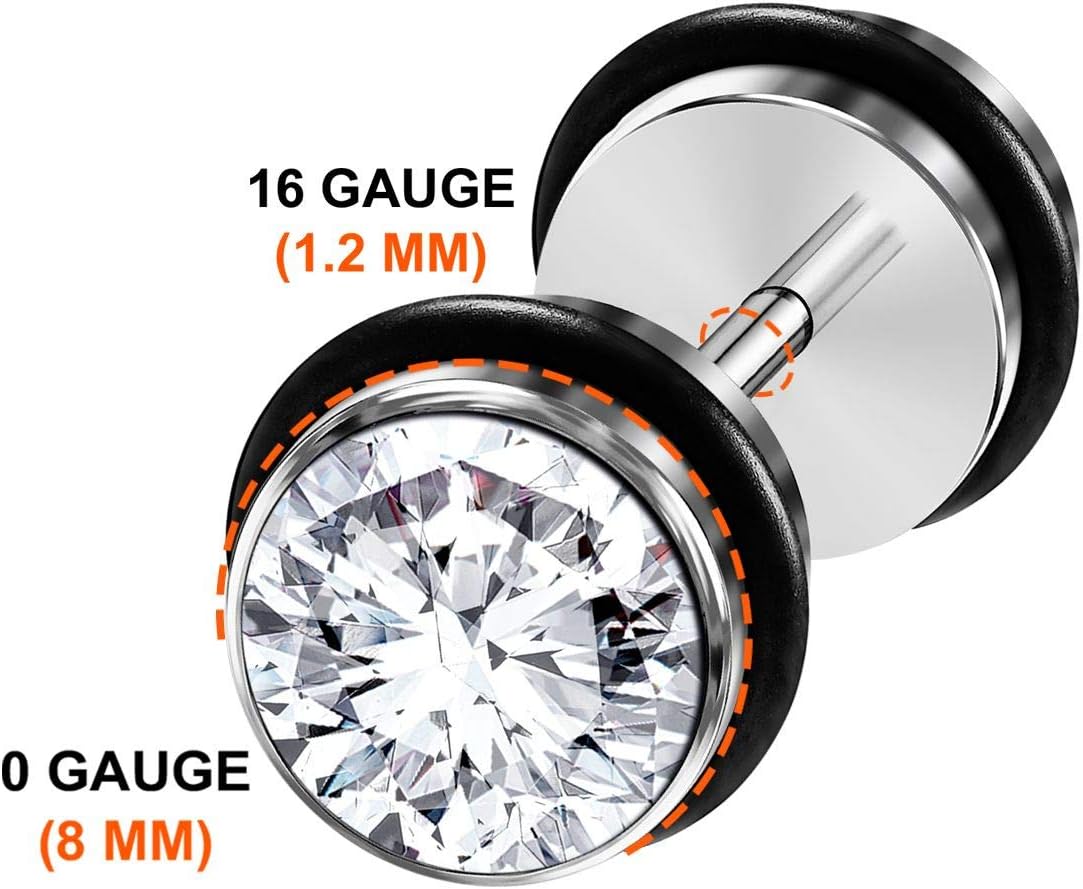 Modern Nature Piercingschmuck Ohrpiercing Fake Plug 316l Stahl Rosegold In 1,2 X 6 Mm Mit 8 Mm Platte