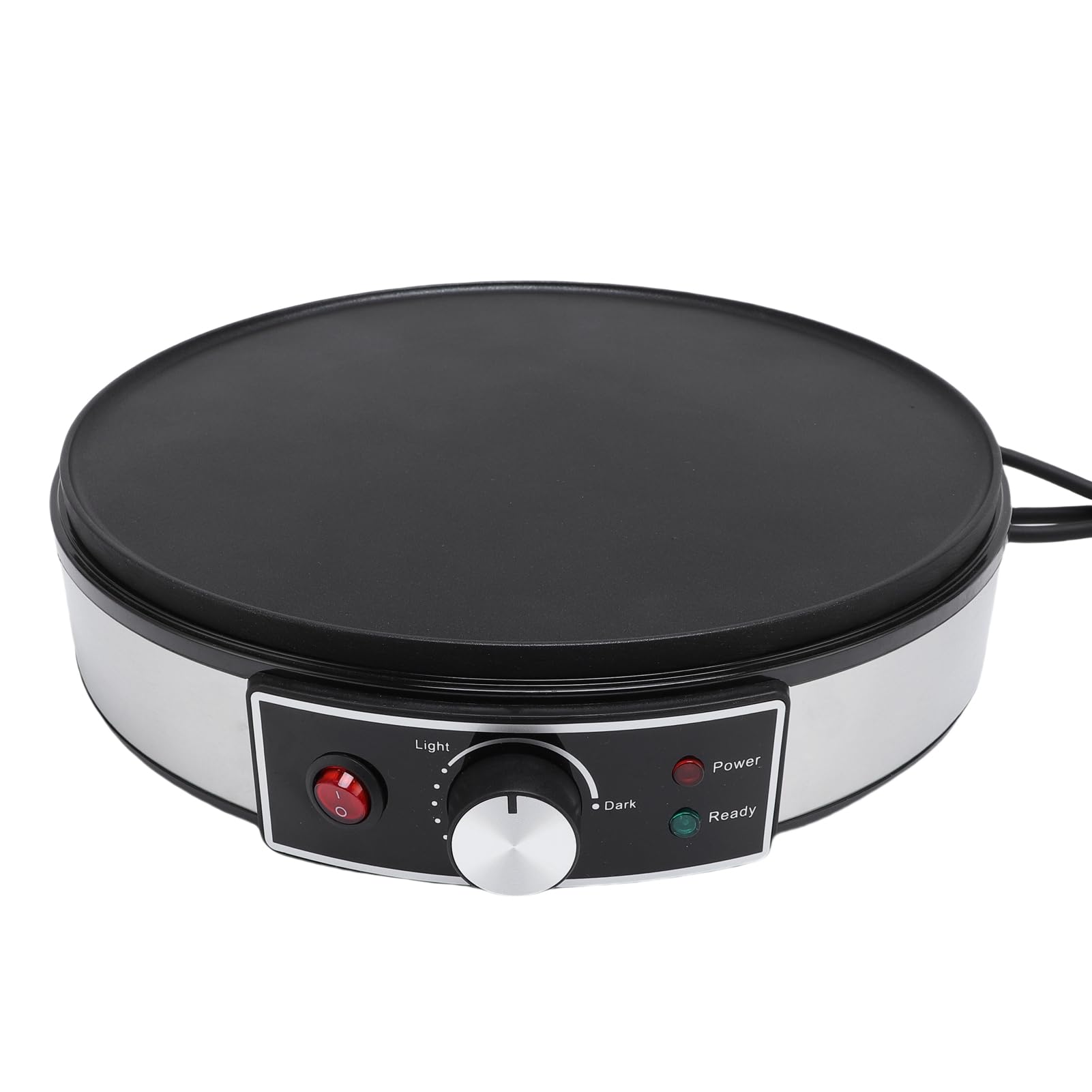 Crepera eléctrica, plancha eléctrica antiadherente y máquina para hacer crepas, sartén de aluminio de 11.8 pulgadas con indicadores LED, temperatura ajustable y espátula (Enchufe de EE. UU. 220V)