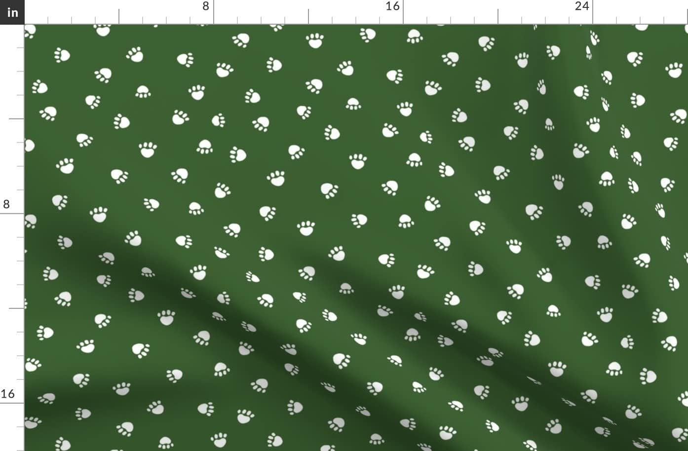 Spoonflower Fabric - Garden Green Paw Print Pet Dogs Cat Paws Pets White Cute Puppy Kitten Printed on Organic Cotton Sateen Fabric by The Yard - Sewing Quilting Apparel Home Decor