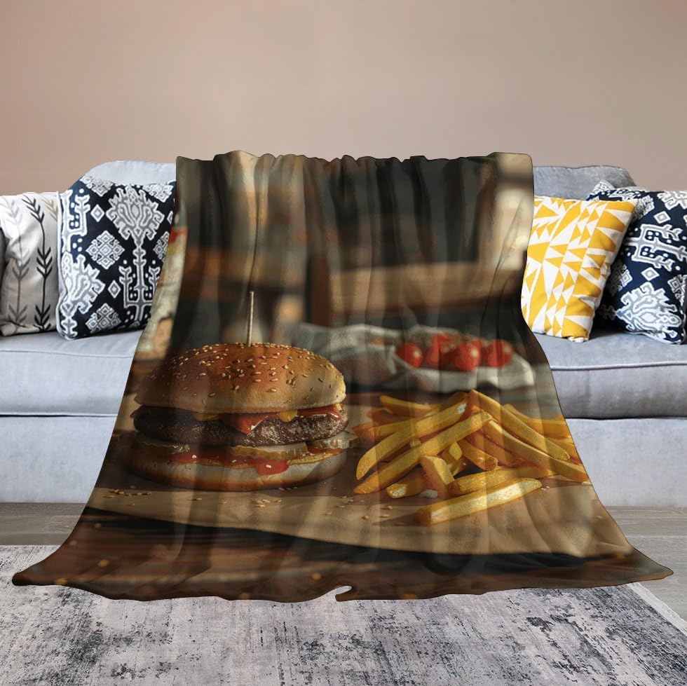 Couverture micro polaire lit chaud grand plaid marron de salon
