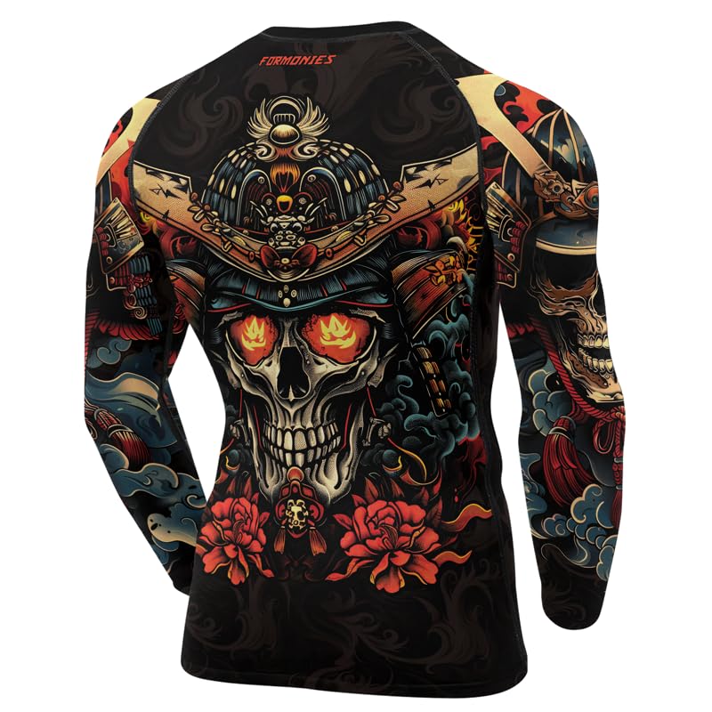 Samurai BJJ Rash Guard Men's Long Sleeve Combat Shirt MMA Jiu Jitsu No Gi Fight Wear3