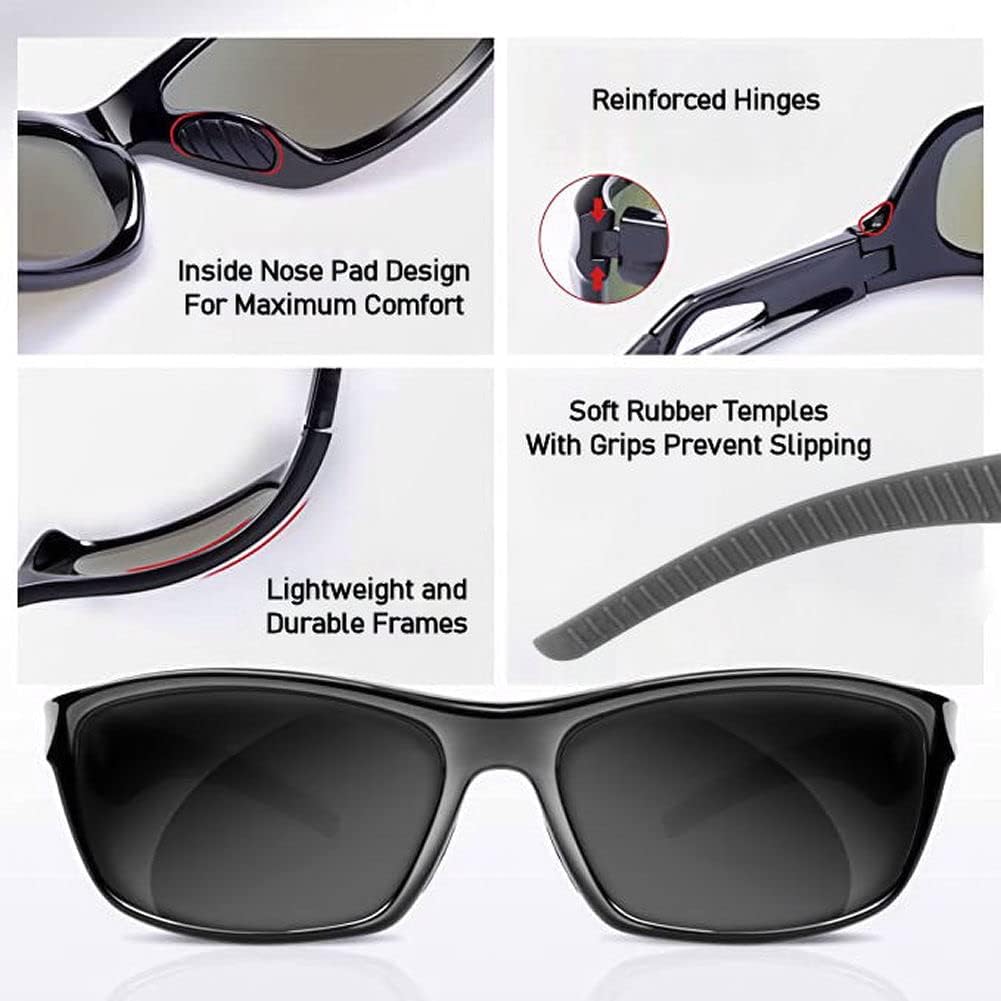 Mass Vision Bifocal Sunglasses 'The Competitor' 2 Pair of Lightweight Sport Wrap Readers with HD Lenses & UV400 Protection