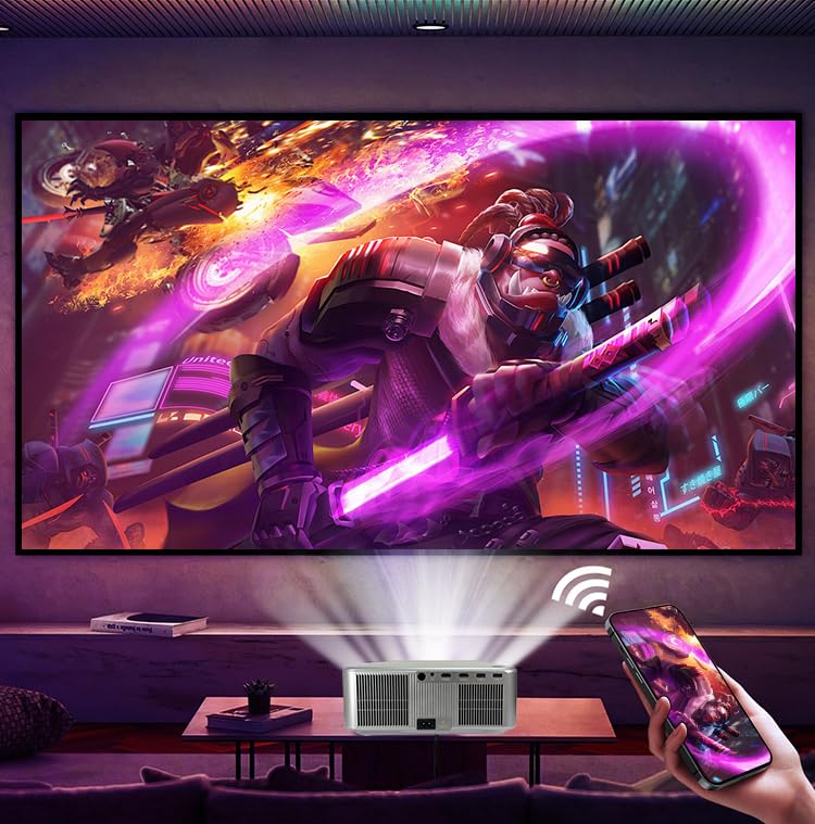 Image of 4K HDR10+ AUN Quadra Projector 4K Ultra HD, Dolby Digital Plus, Net-Flix Certified, 32000 Lumens, Dual HDMI-EARC, Fully Sealed, YouTube Hotstar Prime, Linux OS,1080p Native Projector for Room