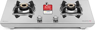 Sujata Robusto Gas Stove 2 Burners Steel Body 9 Years Warranty, ISI Certified Chulha 2 Burner, Stainless Steel, Gas Chulha, SABAF, LPG Ready & PNG Compatible (Steel Finish)