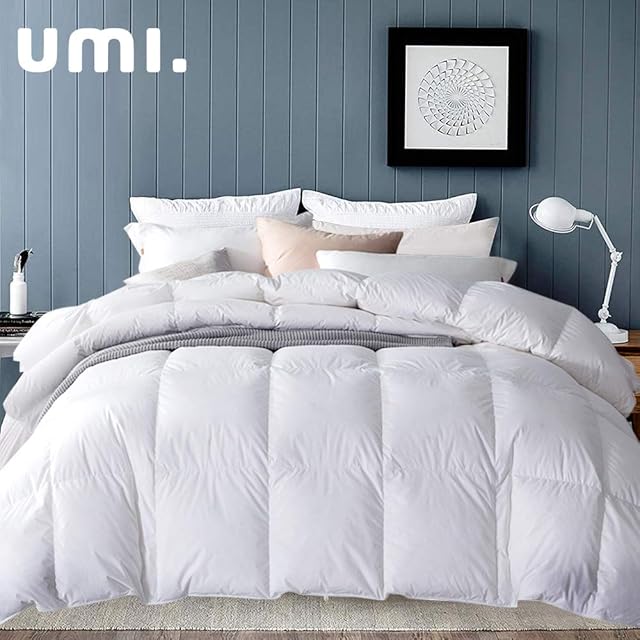 Amazon Brand - Umi Duck Feather Duvet Down Duvet 10.5tog feather duvet All Season Duvet single,100% White Cotton Fabric,Super Soft,Extra-warm,OEKO-TEX(155x220cm,White)