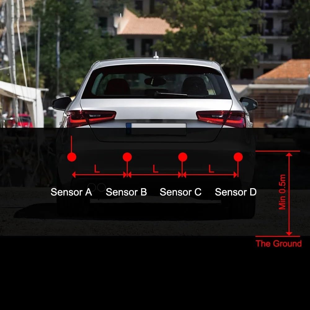 sensores Aparcamiento PDC Kit de Control Distancia de estacionamiento Parktronic PDC para Coche, 4 sensores monitoreo de Marcha atrás Sonido, Radar, Recul(Black)