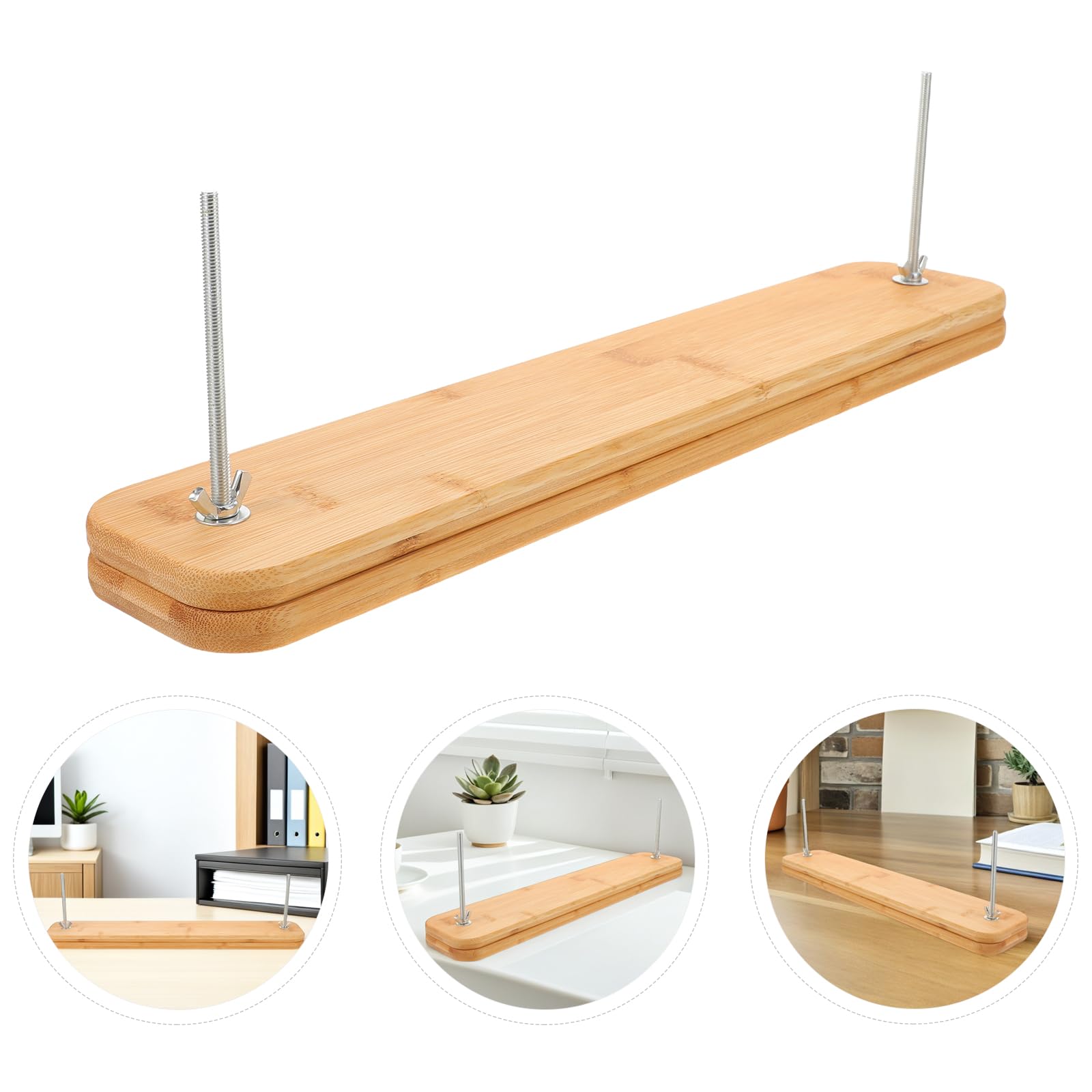 Toyvian Prensa de Encuadernación Rectangular de Madera 43,8×8 Cm con 2 Tornillos Ajustables, Herramienta de Sujeción para Libros, Kit de Suministros para Encuadernación Manual en Oficina
