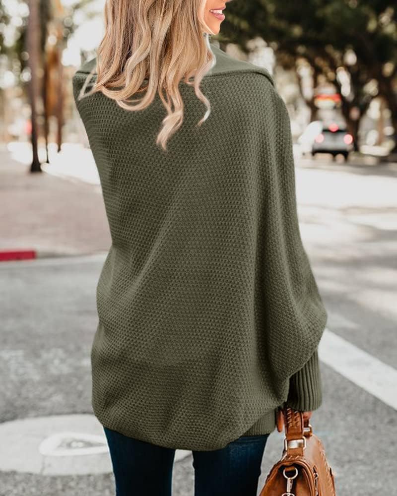 Imily Bela Women's Kimono Batwing Cable Knitted Slouchy Oversized Wrap Cardigan Sweater - Image 3