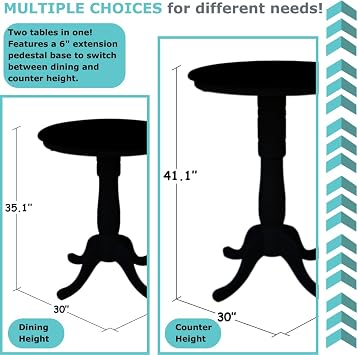IC INTERNATIONAL CONCEPTS 36 Solid Wood Round Pedestal Gathering Height Dining Table with 2 San Remo Counter Height Stools, 3 Piece, Espresso