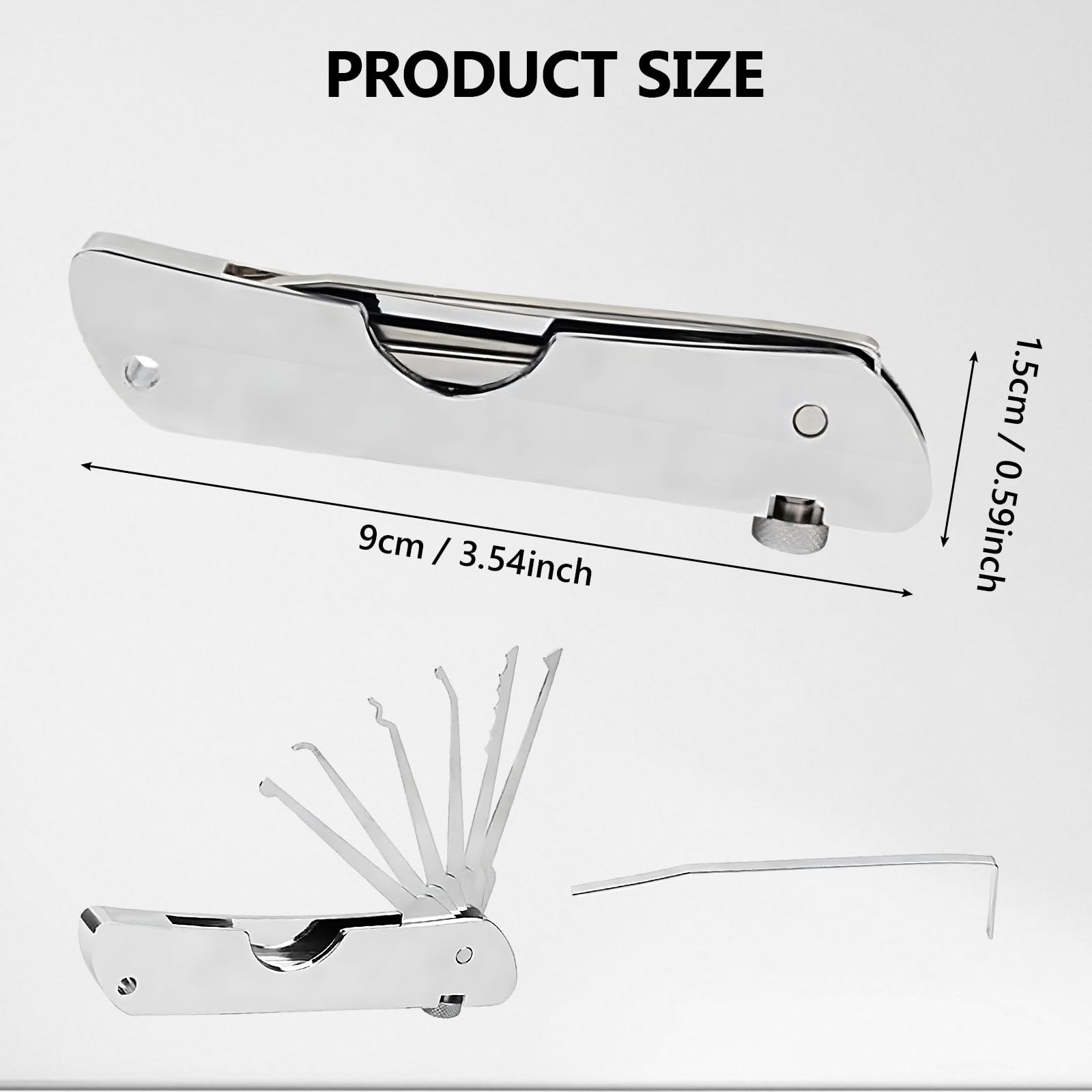 7in1 Lock Picking Kit Portable Folding Tool, Stainless Steel Single Hook Picks Locksmith Repairing Tools - Image 4