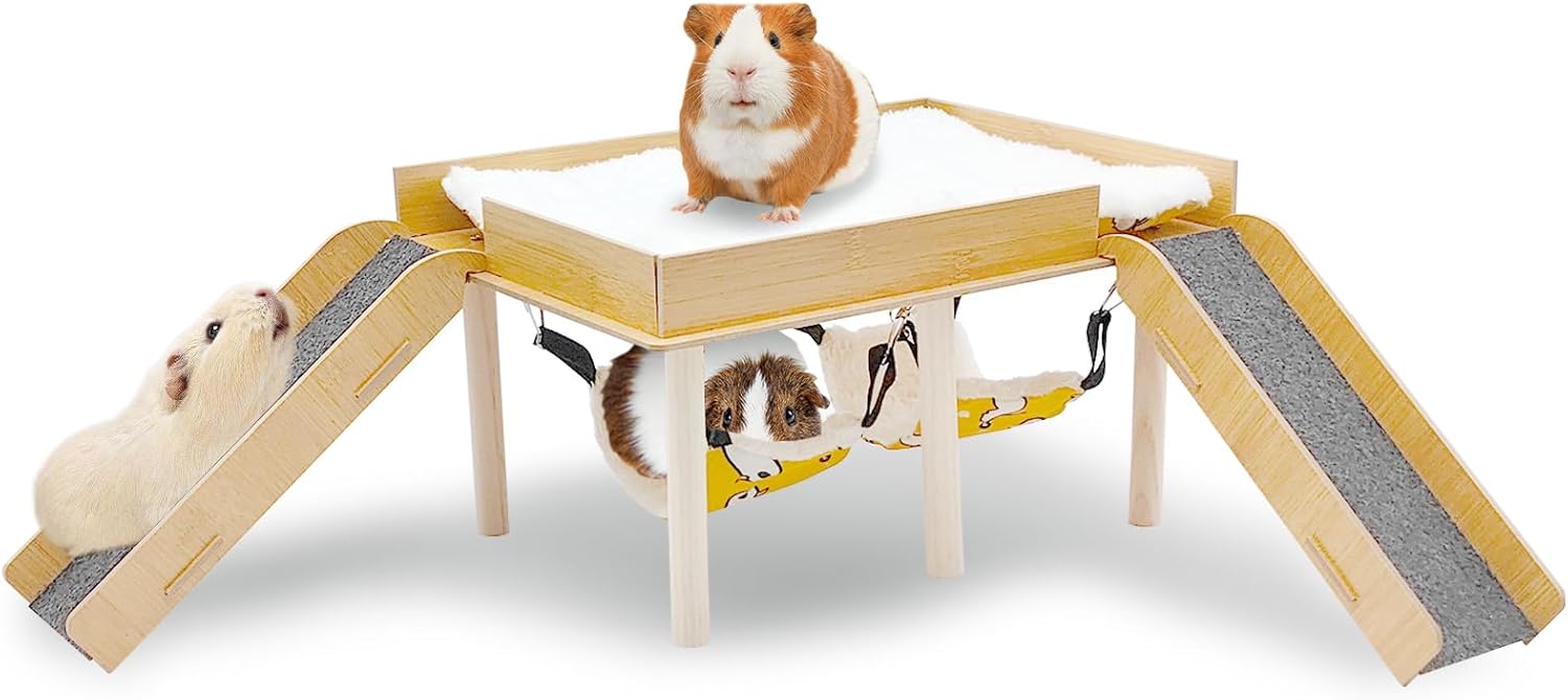 kathson Guinea Pig Castle Hideout Natural Wooden Small