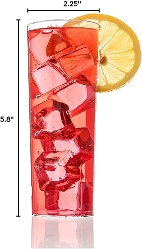 Miniatura 5 de 12 vasos de plástico duro Highball para beber, 10 onzas de vidrio Highball Collins, vasos de whisky, vasos de whisky, vasos de fiesta de boda, vasos