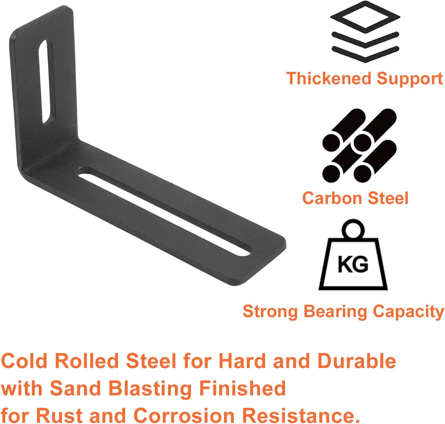 4 Inch Adjustable Angle Bracket, 8 PCS Heavy Duty L Brackets for Wood, L-Shape Corner Brace with Slot, Metal Right Angle Brackets Black Floating Shelf Bracket for Holding, Mounting, and Fixing