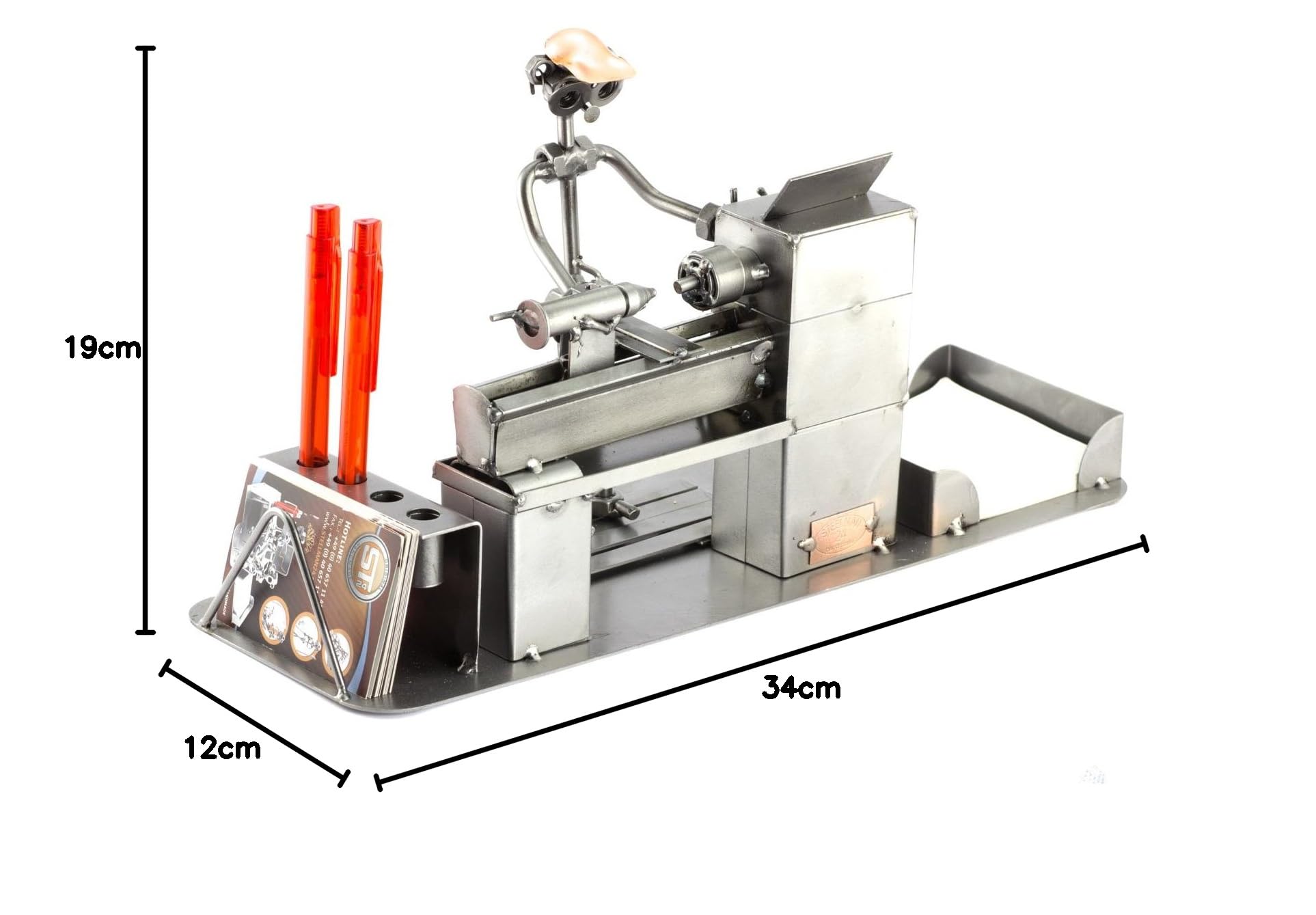 Steelman24 Schraubenmännchen Dreher Schreibtisch Organizer | Made in Germany,Handarbeit,Geschenkidee,Stahlfigur,Metallfigur,Metallmännchen