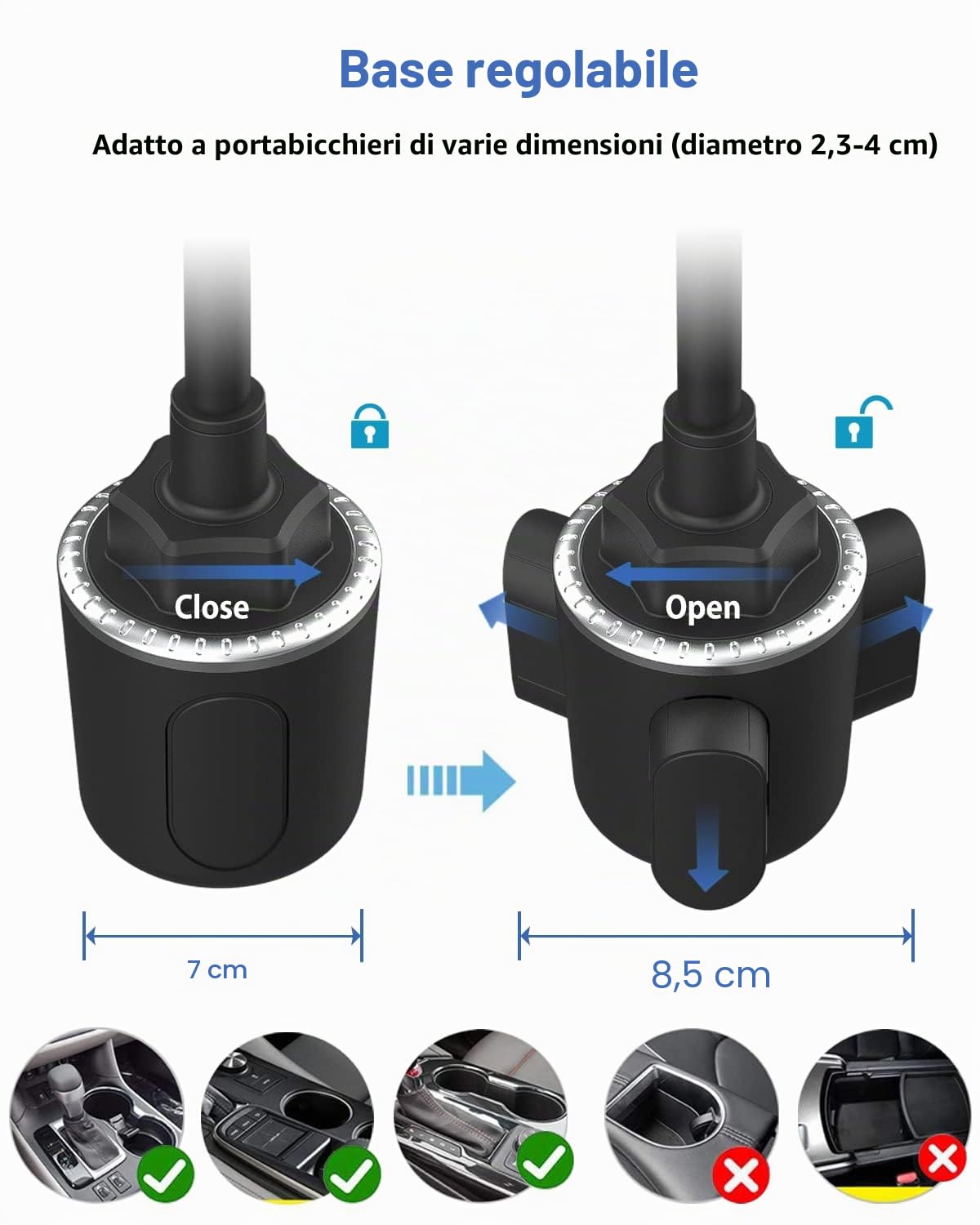 Supporto Tablet Auto Portabicchieri, Oilacn Porta iPad Auto Portabicchiere Collo Oca con Braccio Lungo Flessibile per iPad Pro Air Mini, iPhone, Galaxy, Lenovo, Fire ecc (4-12,9 pollici)