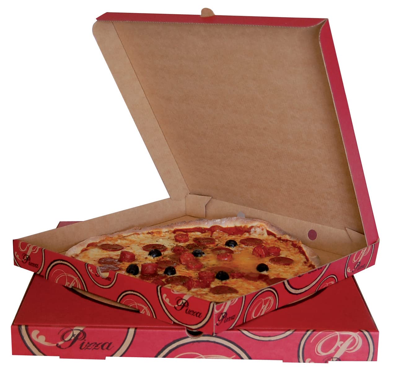 100 boites Pizza en Carton Alimentaire Format 330 x 330 x 35 m/m ou 33 x 33 x 3,5 cm Livraison de Pizzas Vente à emporter Restauration Rapide traiteurs pizzaiolo Restaurateurs