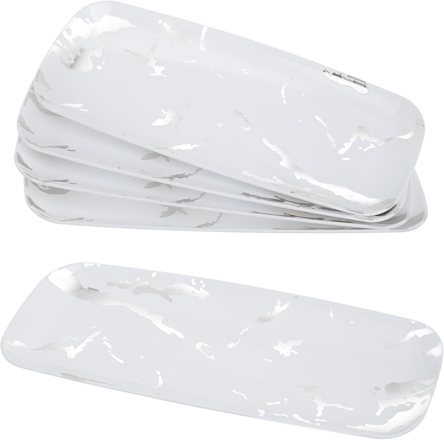 euro disposables Pack of 3 Rectangular Plastic Serving Trays 17.5" x 6.