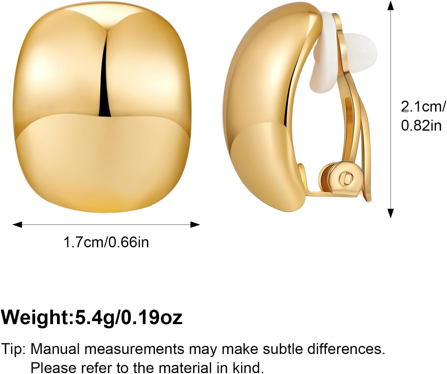 MUYAN Gold Silver Chunky Clip on Earrings for Women Curved Square Thick Clip Earrings Everyday Lightweight Jewelry - Image 6