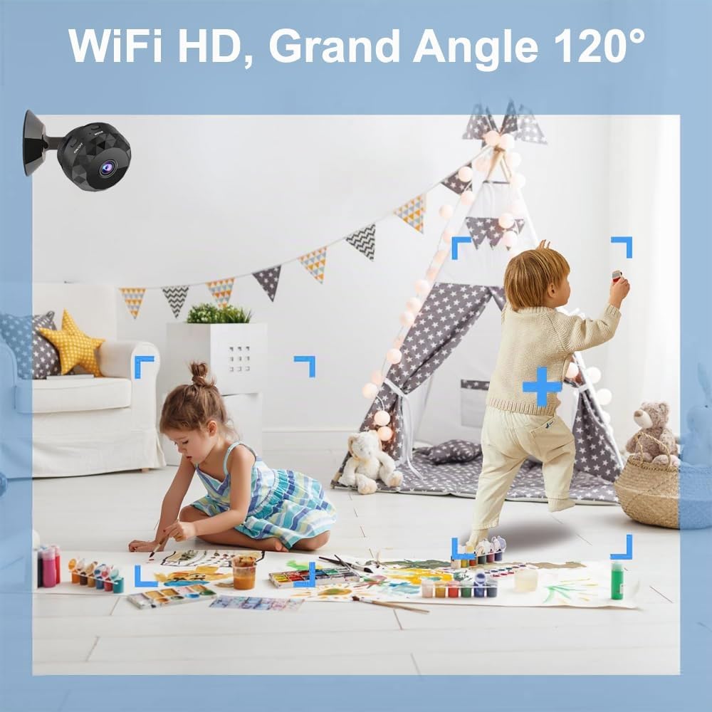 Mini Camera Espion sans Fil, Micro Camera Surveillance WiFi Interieur/Exterieur sans Fil Discrete avec Détection de Mouvement, Petit Cachee Camera Espion pour Bebe Maison Chat Voiture Chien