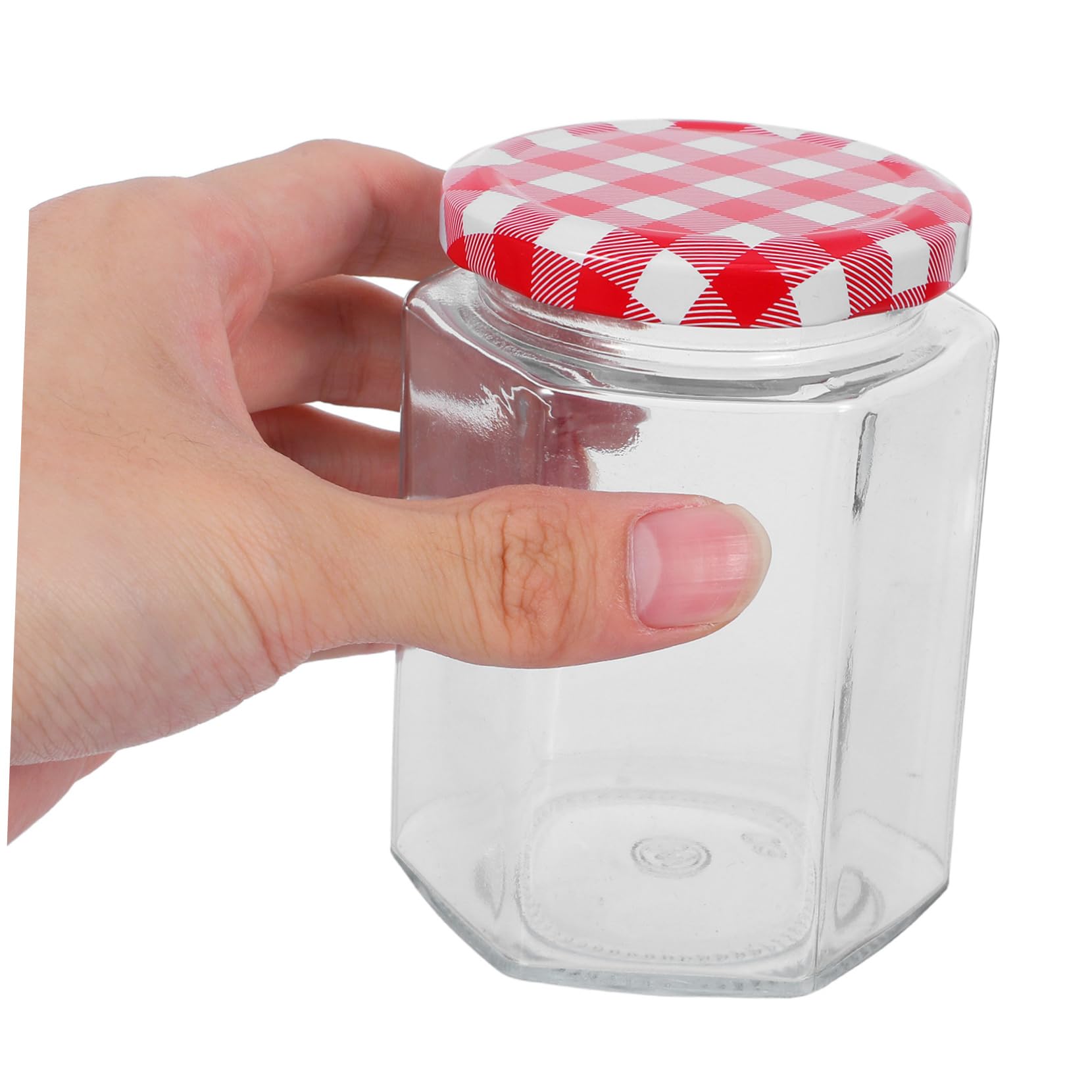 Sechseckige Marmeladengläser mit Luftdichtem Deckel, 6 Stück, 250 Ml | Glas und Tinplate, Durchsichtig, für Kleine Artikel und Pickles, Wiederverwendbar
