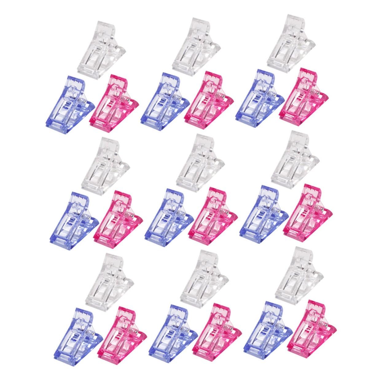 60pcs Nail Clamps for Resin Nails Tip Clips Pink Blue Manicure Set Quick Shaping False Extension Tools for Professional and Home Use