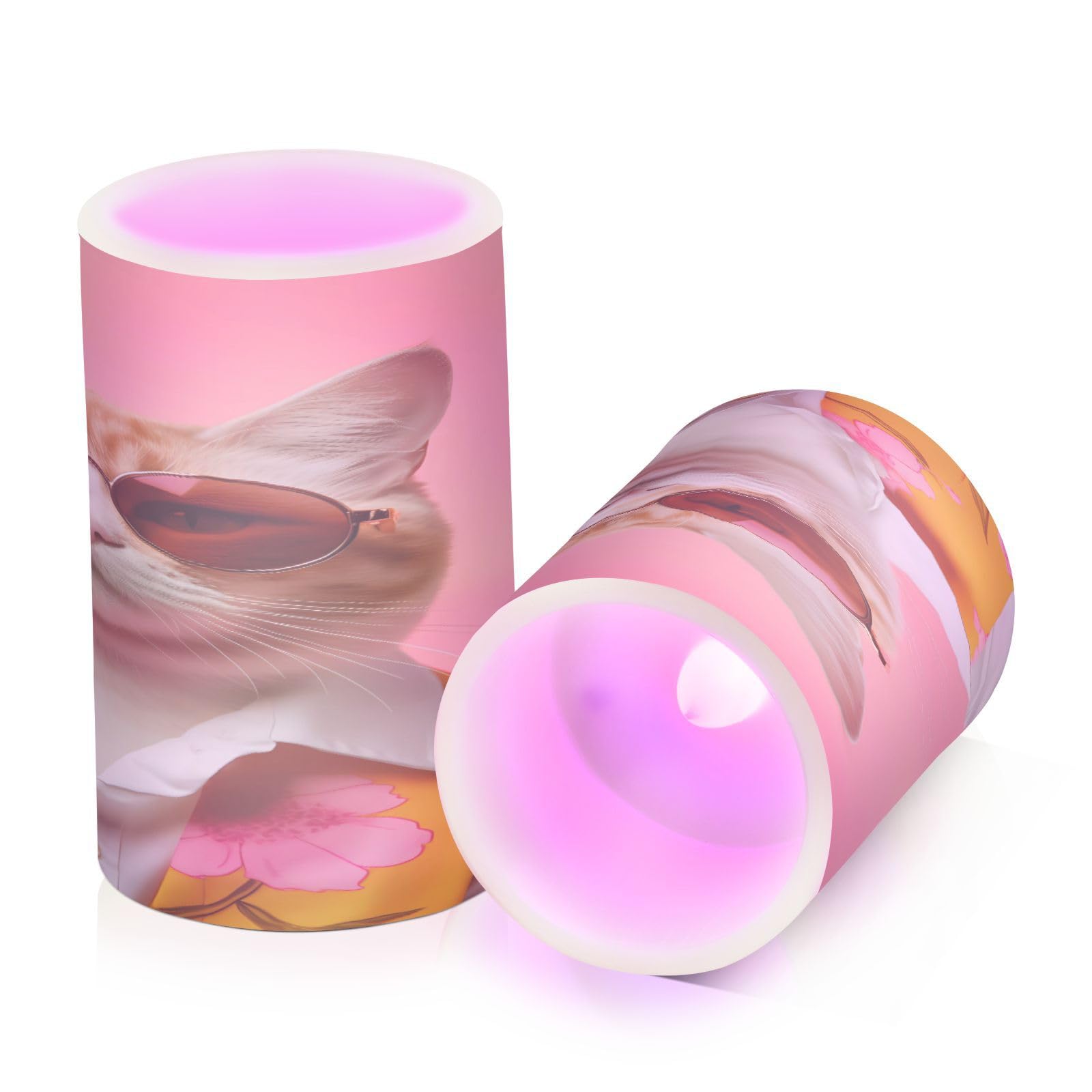 ALAZA Cat (58) Flickering Flameless Candles Battery Operated with Remote Timer,Tea Light Candles LED Pillar Votive Candles Set of 2 for Outdoor Indoor Decorations
