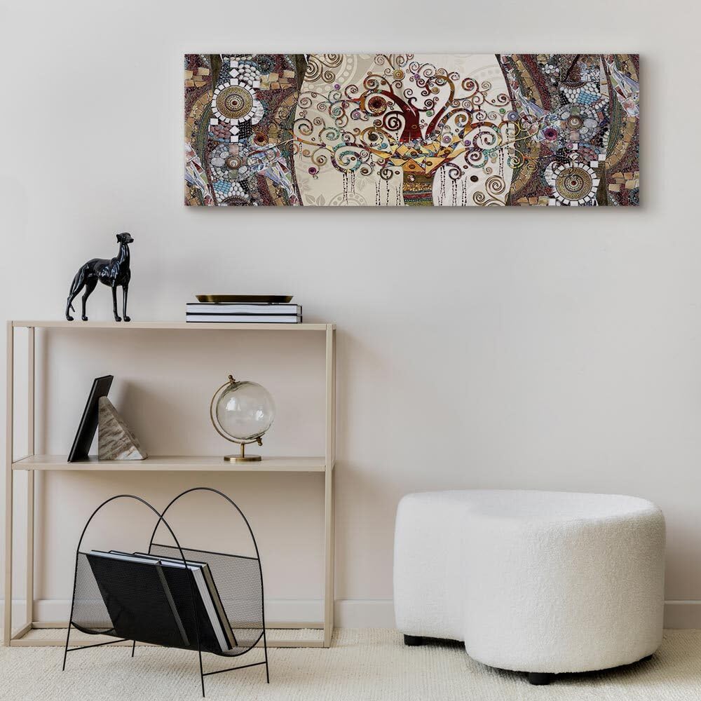 decomonkey - Impression sur Toile Gustav Klimt Abstrait 135x45 1 Pièce - Tableau Décoration Appartement Déco Salon Abstraction arbres gustav klimt papillons nature oiseaux animaux