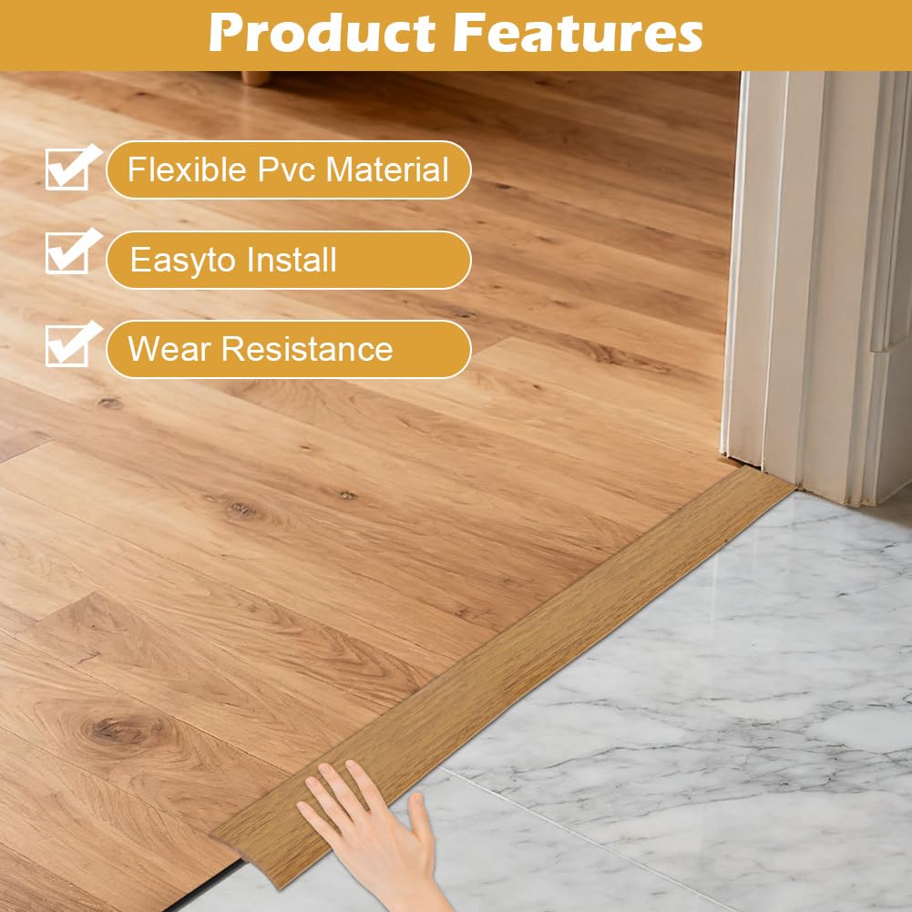 Listón de transición en T, perfil de transición autoadhesivo, lista de umbrales de PVC, lista de nivelación de altura para suelos de parquet, laminados y umbrales (Amarillo-Turquesa, 1M * 5CM)