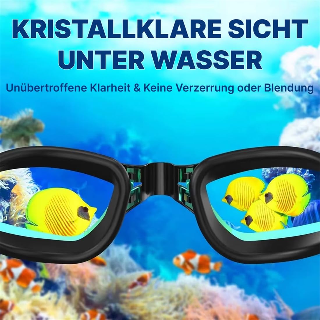 hydrinvis Beschichtete Schwimmbrille mit Ohrstöpseln und Nasenclip Für Damen & Herren – Anti-Beschlag & Wasserdicht, UV-Schutz