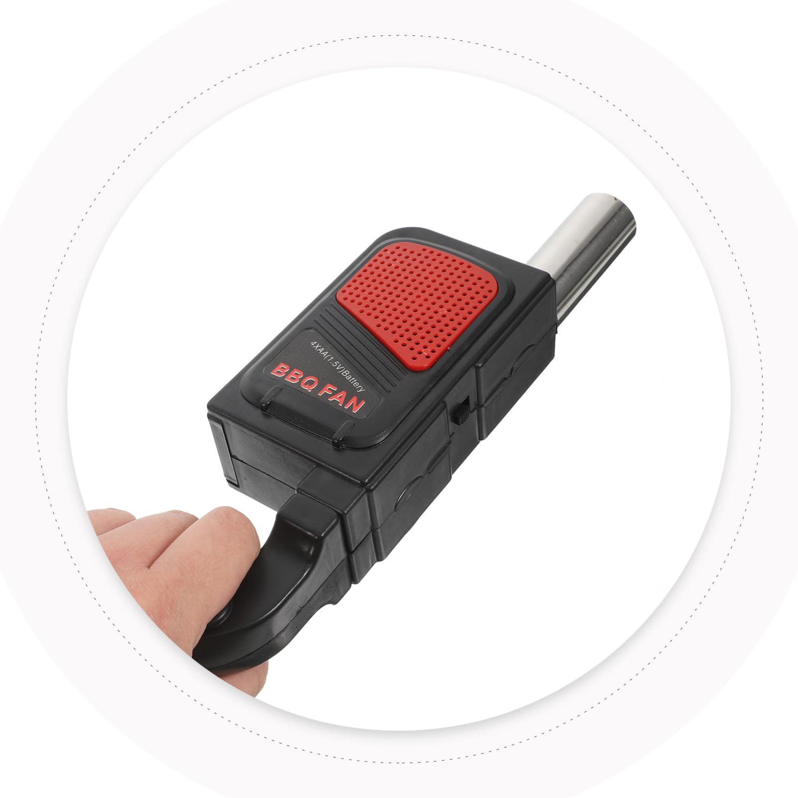 DECHOUS Soffiatore Elettrico Portatile Nero per Barbecue, 2 Pezzi | Design a Batterie Aa, Abs e Acciaio Inox, per Cottura All’aperto e Picnic