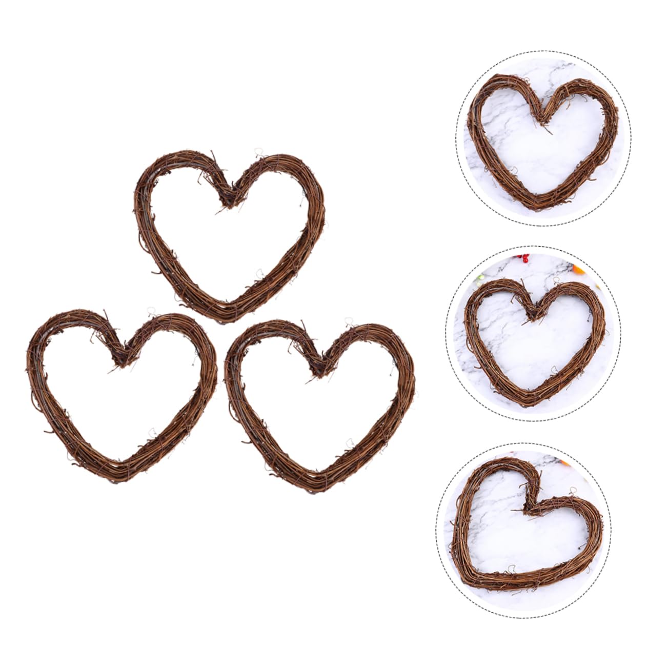 Abaodam 9piezas Guirnalda De Ratán Corazón para Decoración De Puertas y Fiestas Accesorios Naturales para Adornos El Hogar