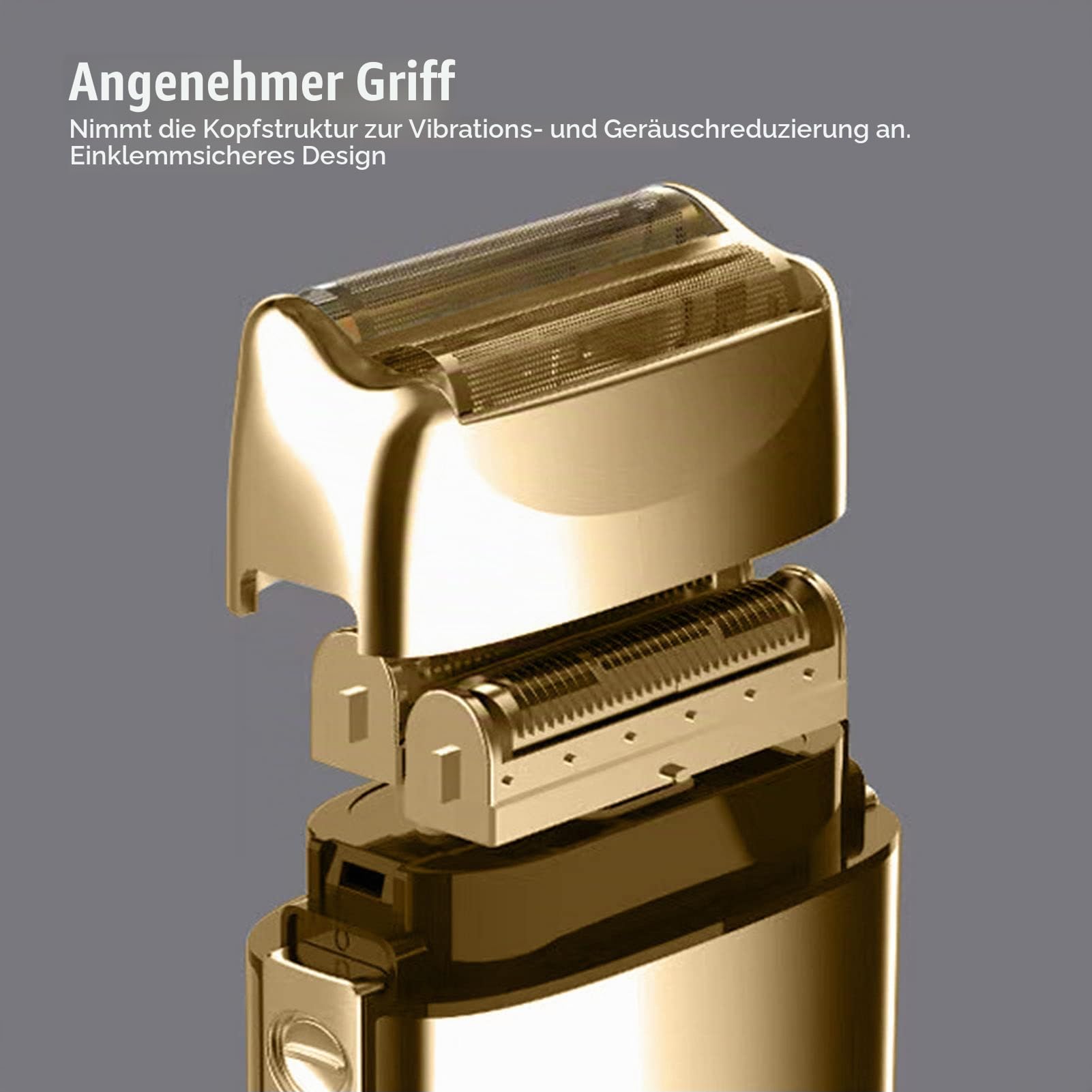 Herren Elektrorasierer Metall Doppelfolienrasierer Wasserdichter Elektrorasierer USB Wiederaufladbarer Kabelloser Elektrischer Rasierer Barttrimmer Golden