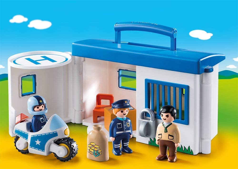 PLAYMOBIL 9382 1,2,3 Comisaría Policía Maletín, A Partir de 18 Meses