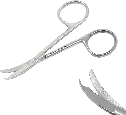 Tijeras de puntada de sutura de alta calidad con gancho delicado de media luna, perfectas para eliminación de sutura, primeros auxilios,