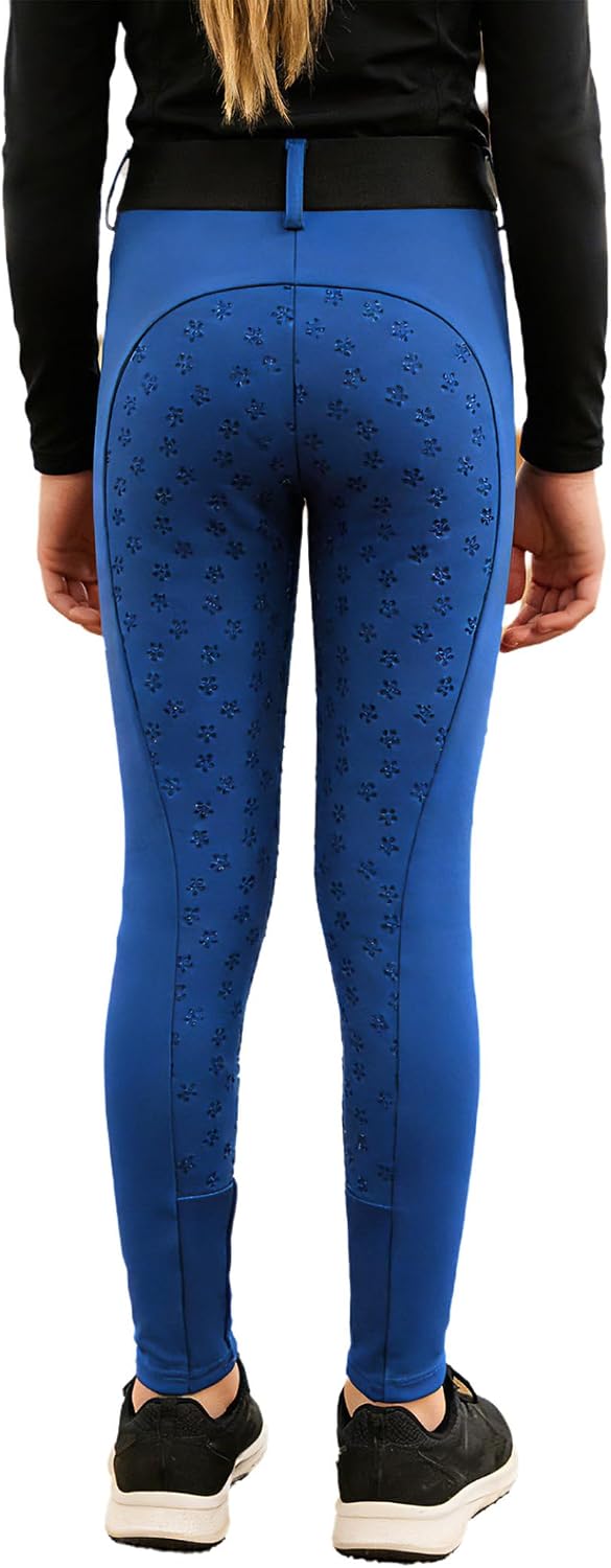 Jugaoge Girls Boys Horse Riding Pants High Waisted Full Seat Equestrian Pants Schooling Tights with Pockets