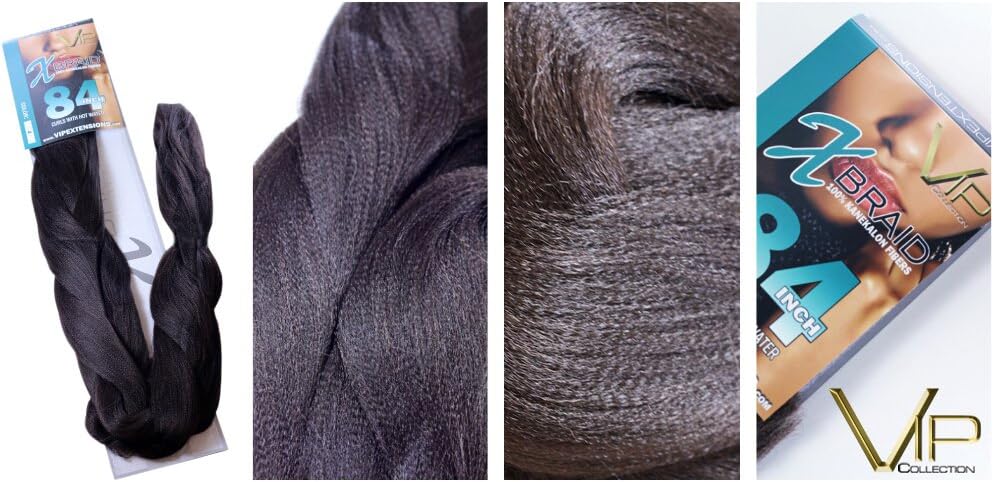 X Braid Expression 100% Kanekalon Hair for Braiding Styles 84" Inches (1 (Jet Black))