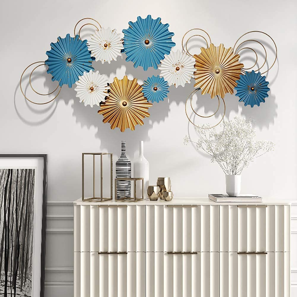 3DWall Sculpture Art Hanging Décor Bloom Farmhouse Style Old Craft Iron Texture Home Club Hall Entrance Wall Decoration