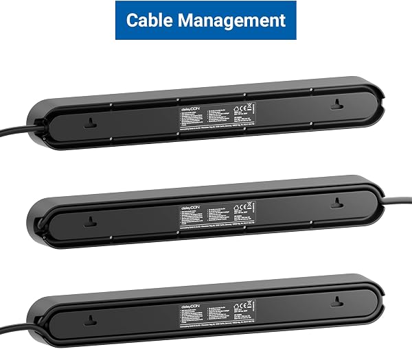 deleyCON Regleta con 1,5 m, Seis Tomas, Puertos USB, Dos Salidas USB-A para Cargar Móvil y Tableta, Protección contra Sobretensión, Interruptor, Negro - 4