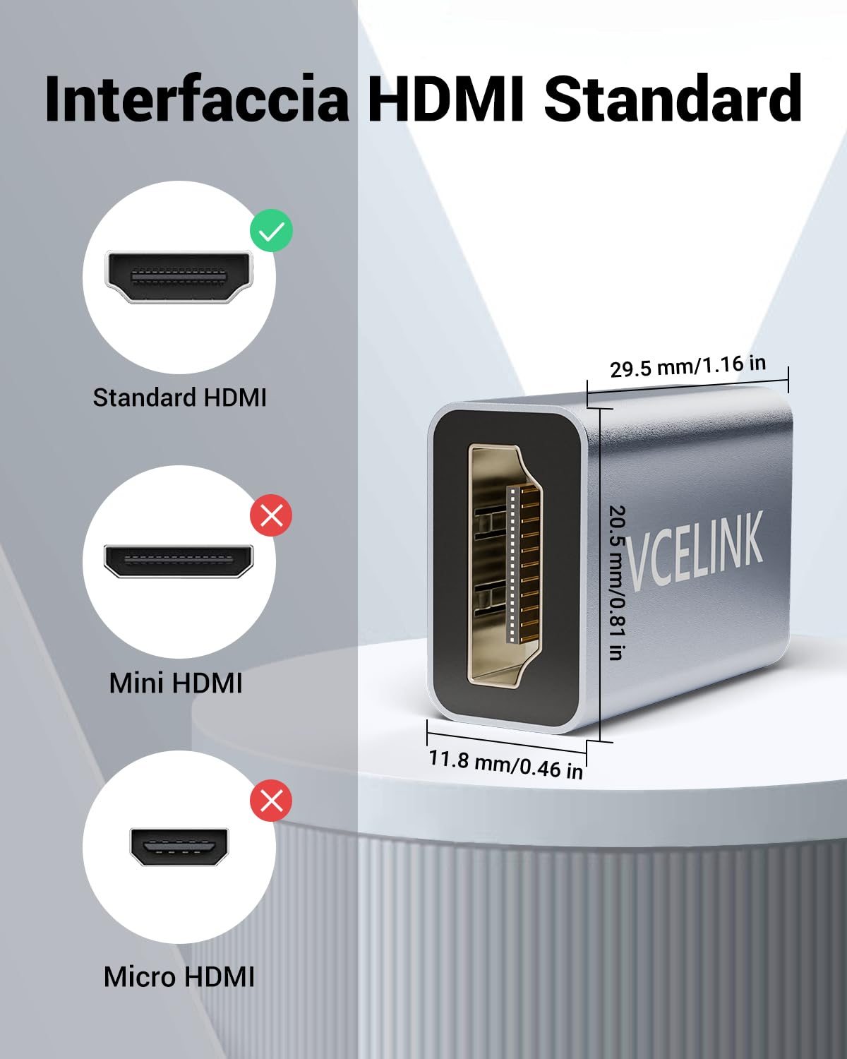 VCELINK Adattatore HDMI 2.1 Femmina-Femmina, Supporto 8K/4K 60Hz, Prolunga Cavo UHD