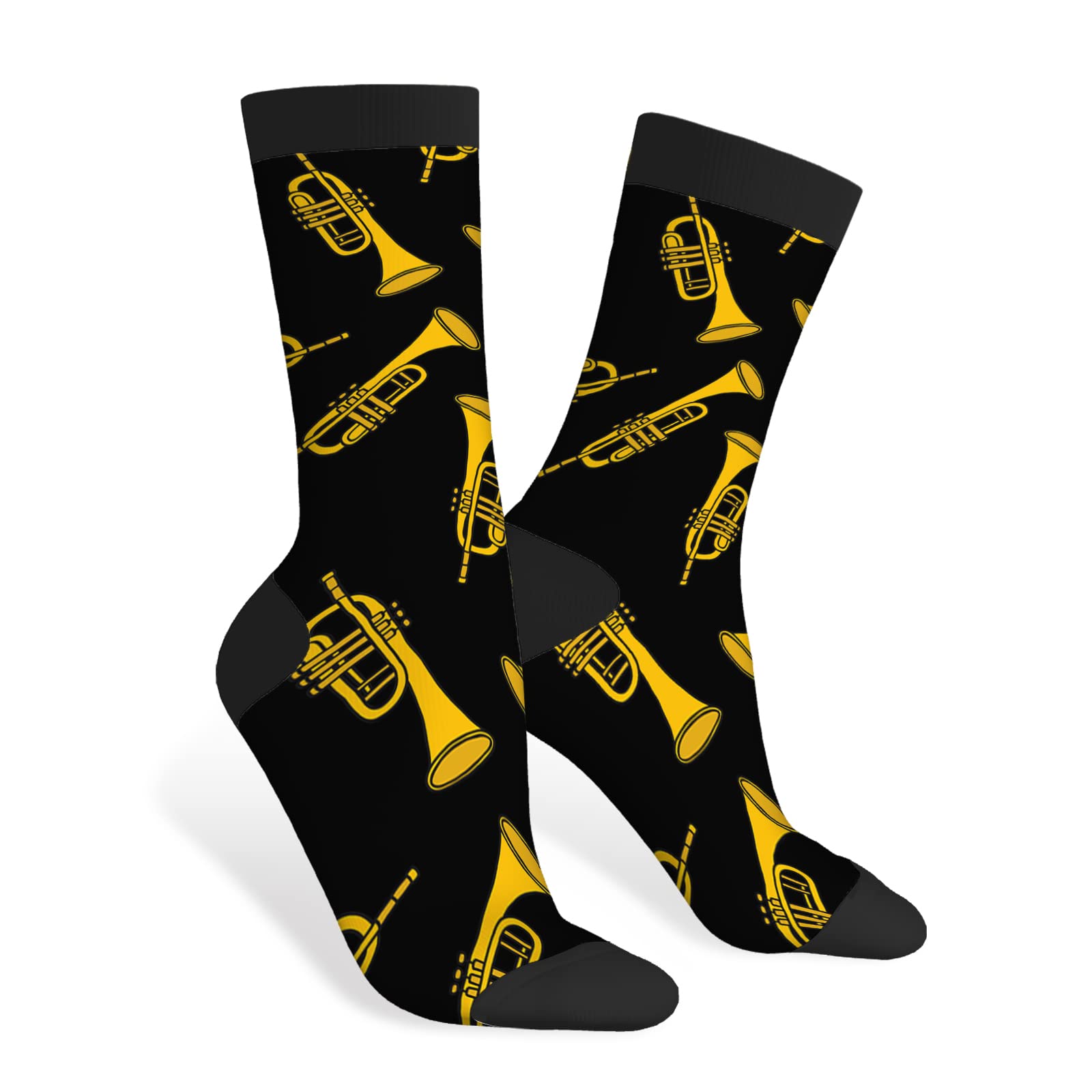 Wpamlrta Unisex Trumpet Novelty Casual Crew Socks Contrast Color Design For Women Men Gift