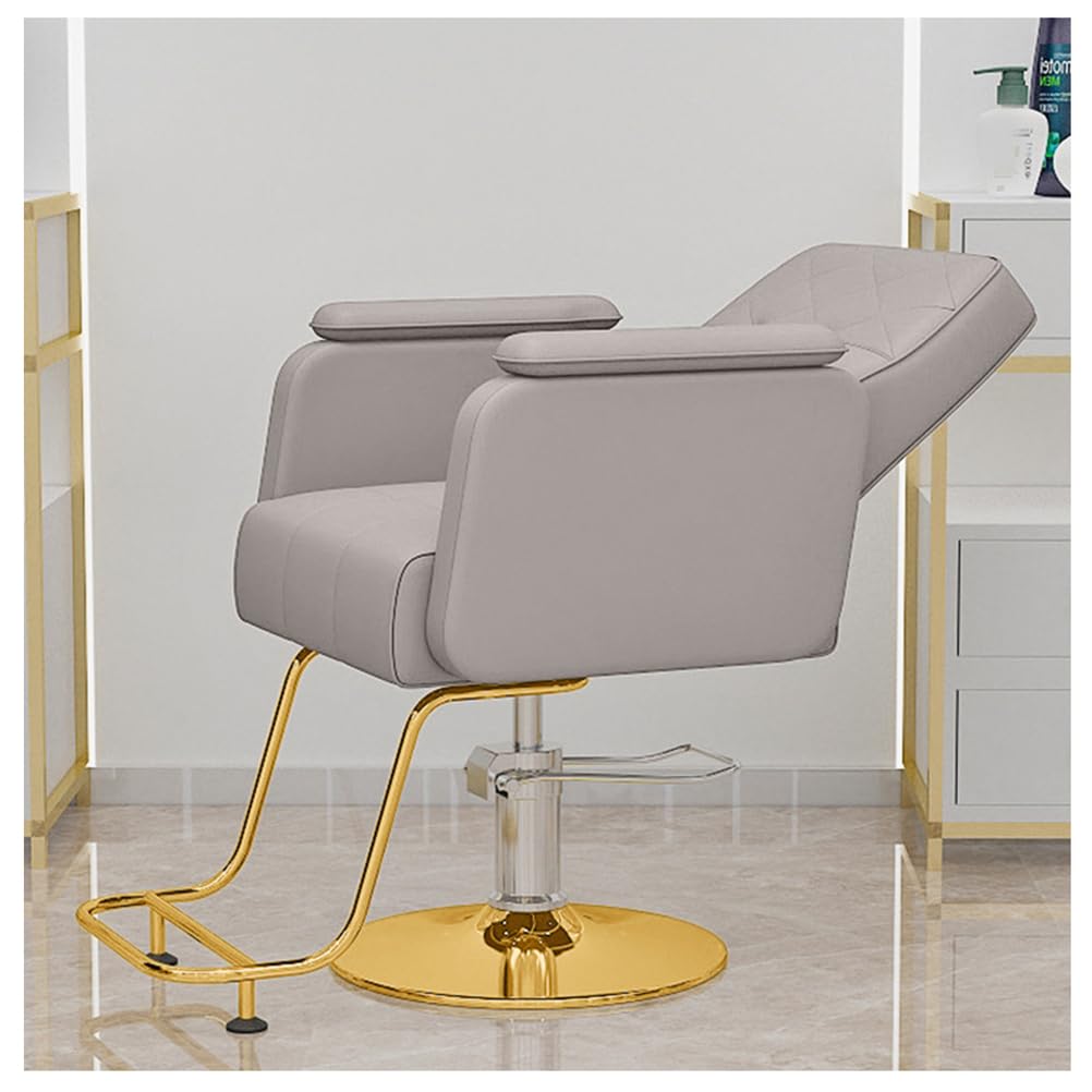 OZBMA Professional Hydraulic Reclining Barber Chair Adjustable Height 360° Swivel Salon for Hairdressing Spa and Tattoo Shops Classic Gray Design