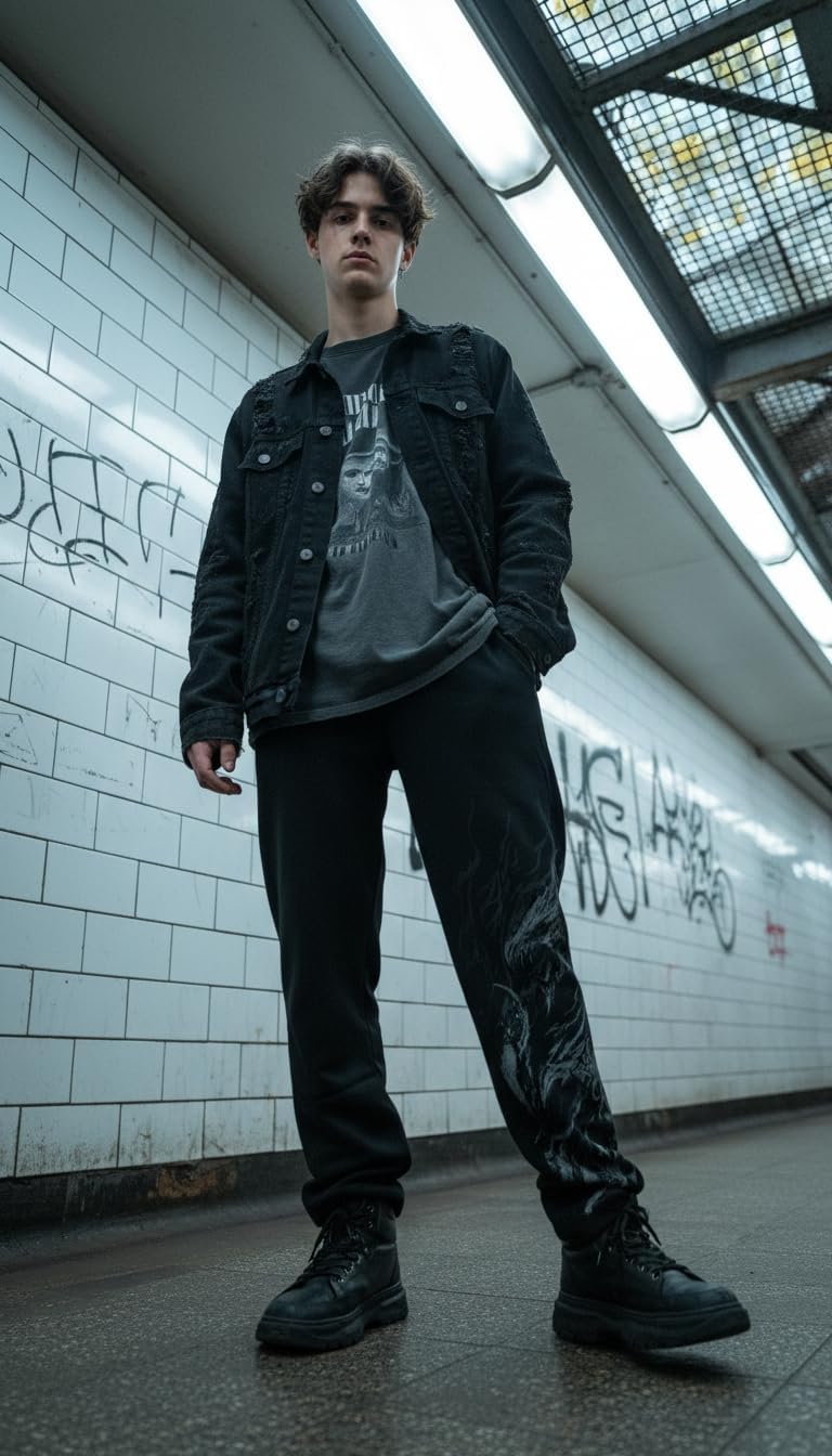 Men's Graphic Sweatpants Baggy Streetwear Joggers, Gothic Punk Hip Hop Lounge Pants with Pockets - Image 5