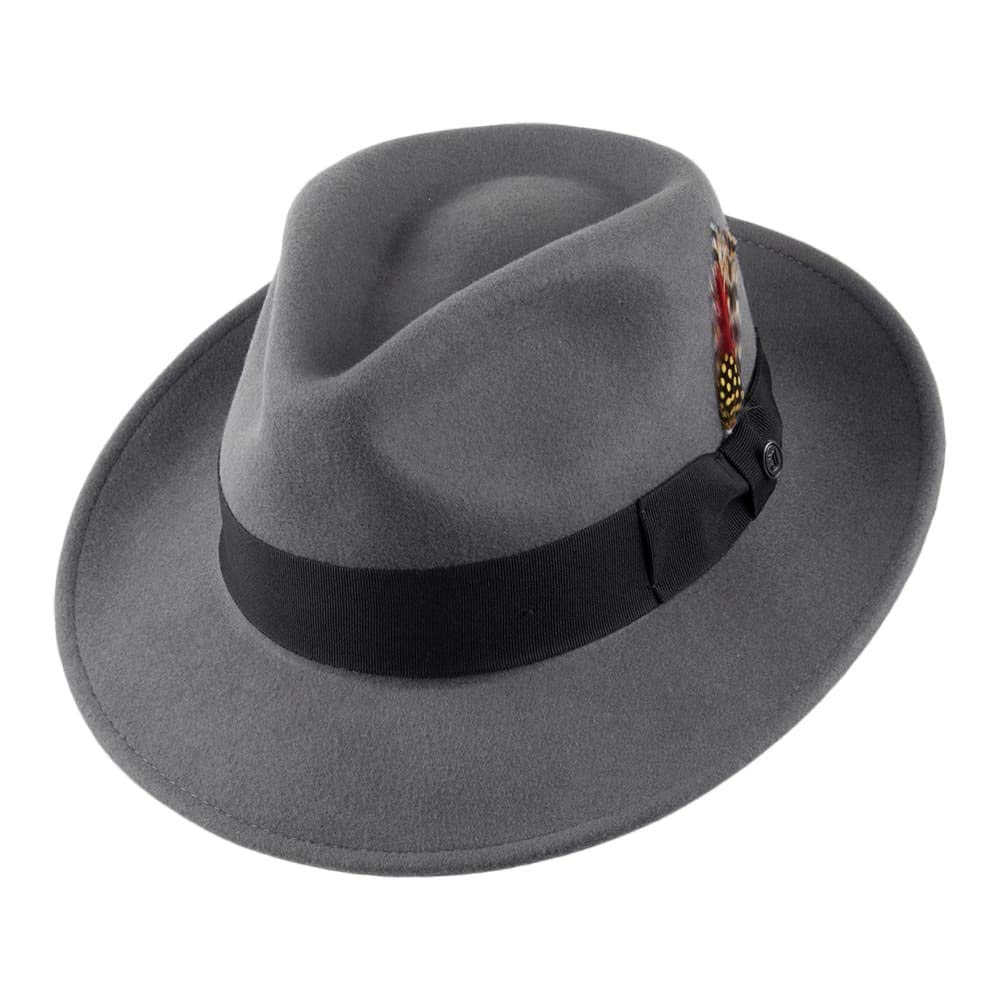 Jaxon & James Crushable C-Crown Wool Felt Fedora Hat - Grey - Large