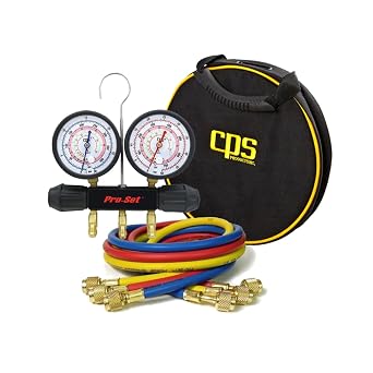 CPS MT2H7P5 Piston Series 2-valve Manifold and Gauge Set | 1/4" SAE Fittings, 2.5 Gauges | Durable Aluminum Construction for HVAC/R Applications